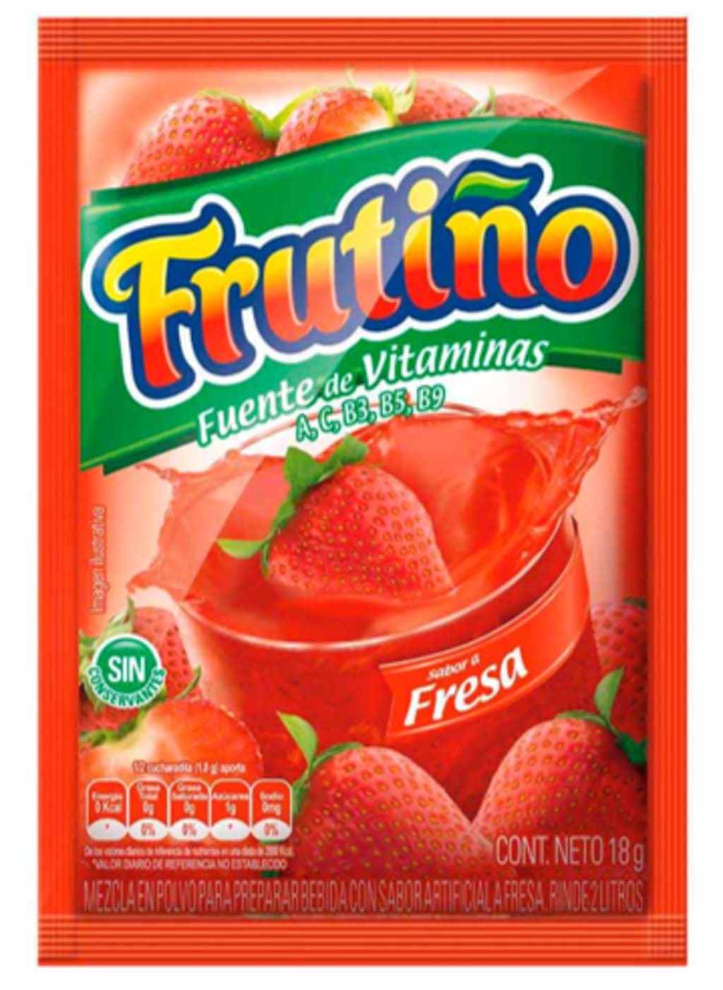 REFRESCO FRUTIÑO 2 LITROS FRESA 20 SOBRES x 24 DISPLAY