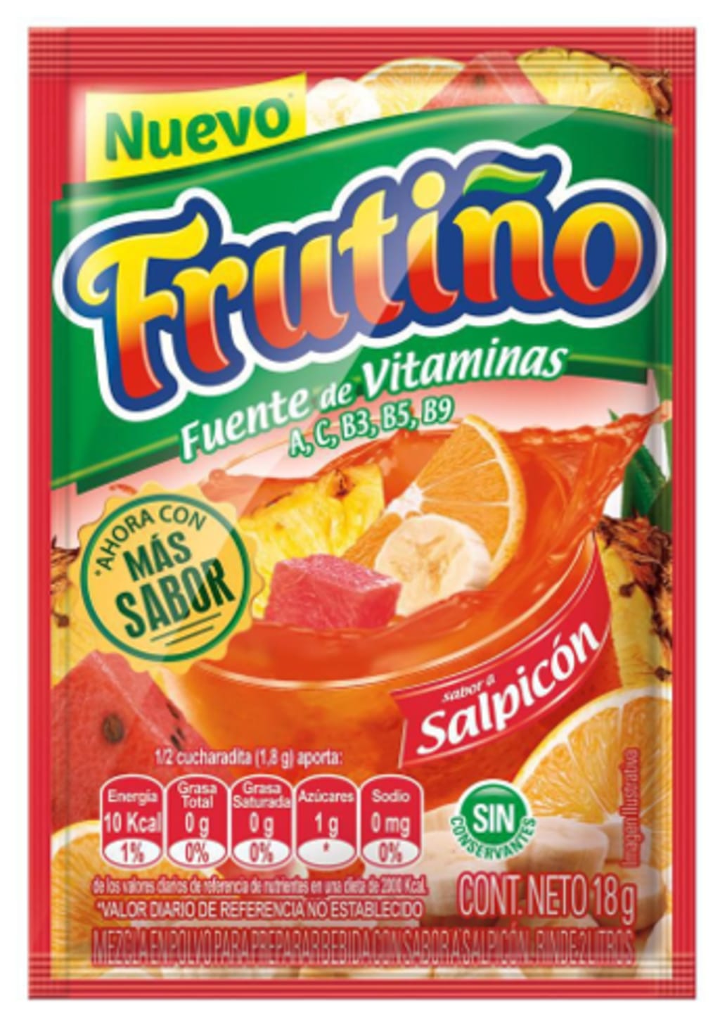 REFRESCO FRUTIÑO 2 LITROS SALPICON ROJO 20 SOBRES x 24 DP