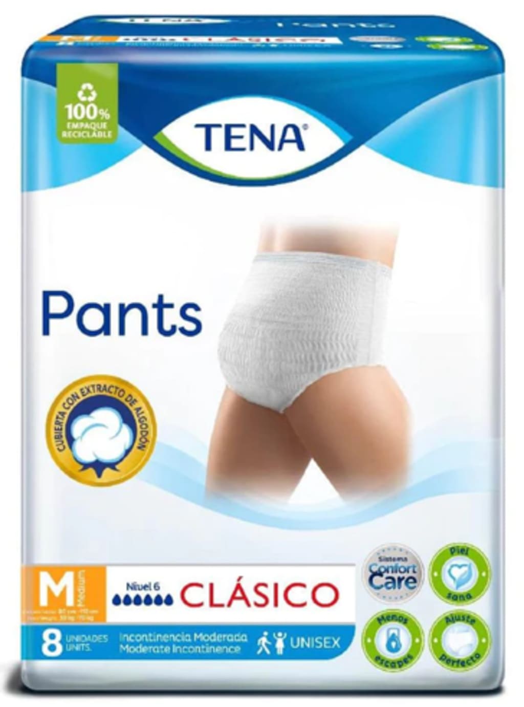 TENA PANTS CLASICO MEDIANO (M) 8 UNDS x 8
