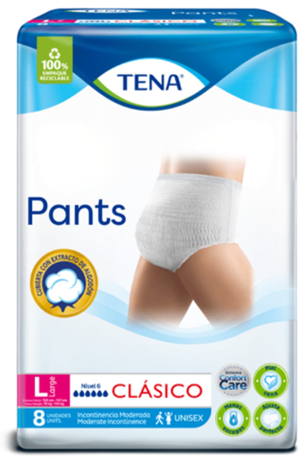TENA PANTS CLASICO GRANDE (L) 8 UNDS x 8