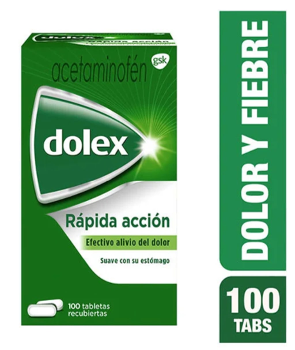 DOLEX ACETAMINOFEN 500 MG x 100 TABLETAS (PLEGADIZA)