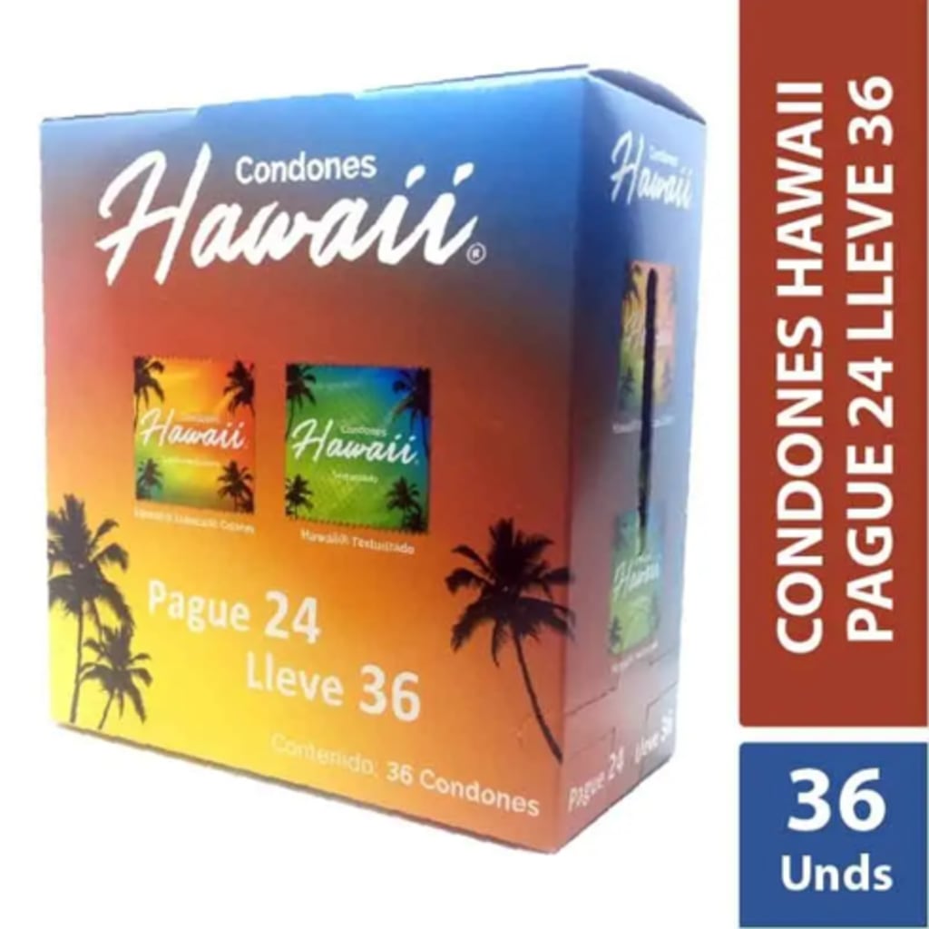 CONDONES HAWAII LUBRICADO SURTIDO 24 UNDS (PLEGADIZA)