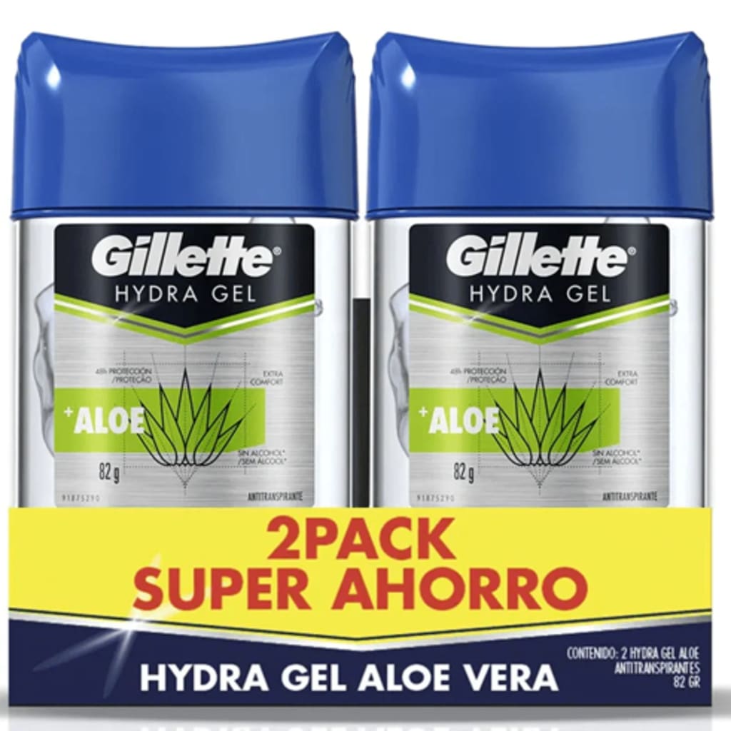 DESODORANTE GILLETE GEL HYDRA GEL ALOE 82 GRS x 2 $ESP