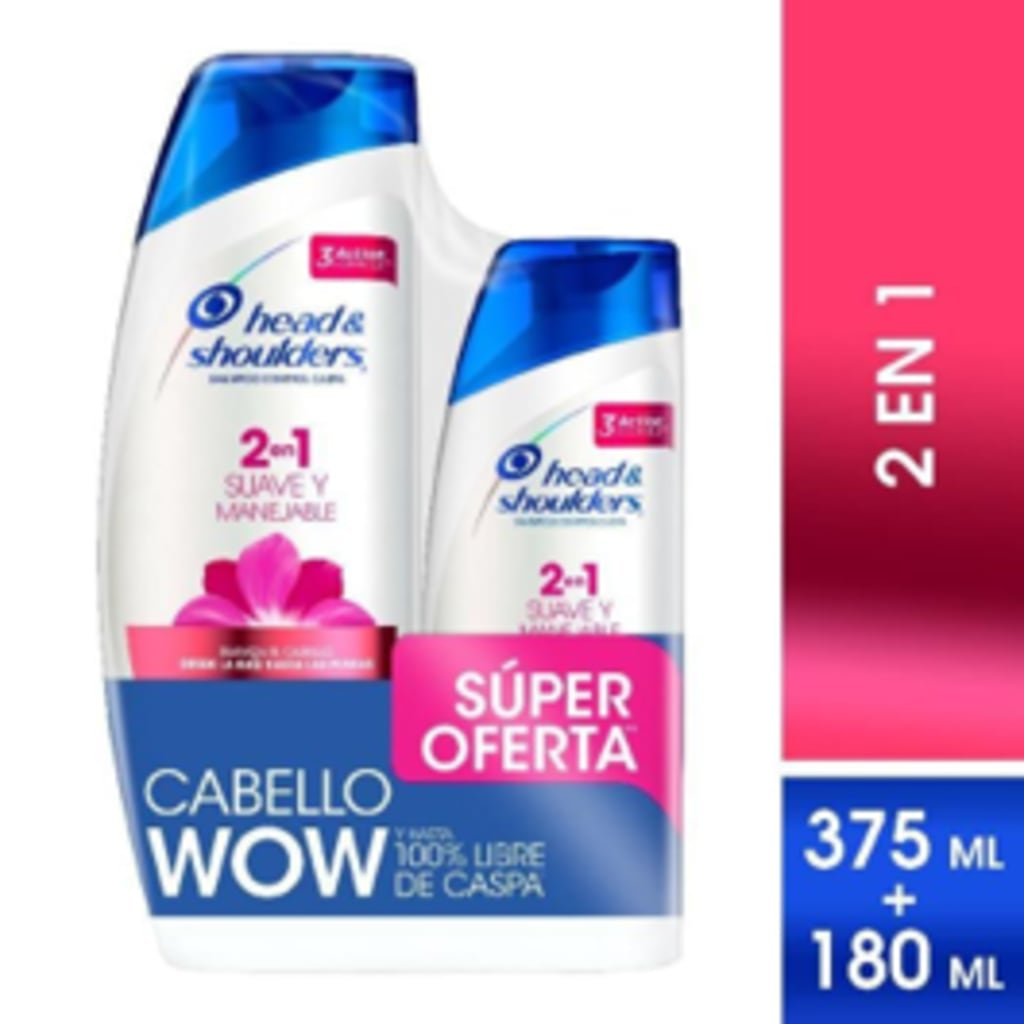 CHAMPU H&S 2EN1 SUAVE MANEJABLE 375 ML+ 180 ML x 10