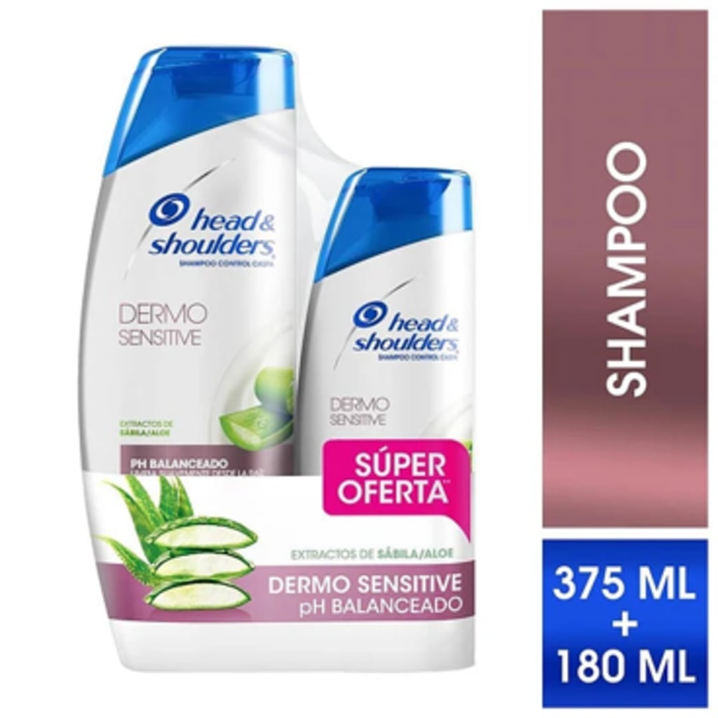 CHAMPU H&S DERMO SENSITIVE CON ALOE 375 ML + 180 ML x 10