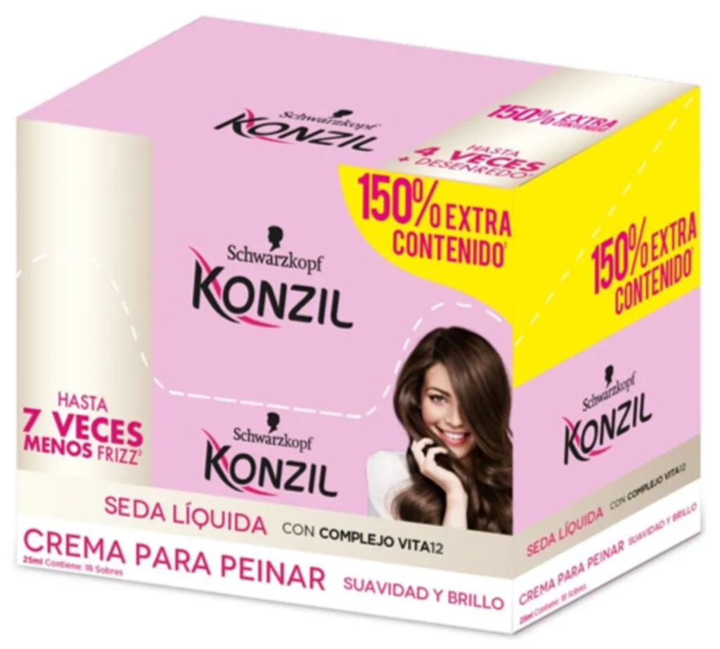 CREMA PARA PEINAR KONZIL SEDA TODO TIPO 20 ML 18 SOBRES x 24