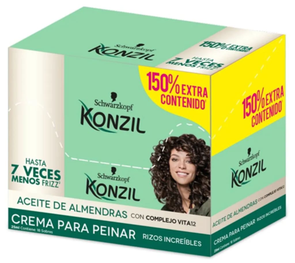 CREMA PARA PEINAR KONZIL RIZOS ALMENDRAS 20 ML 18 SBRS x 24