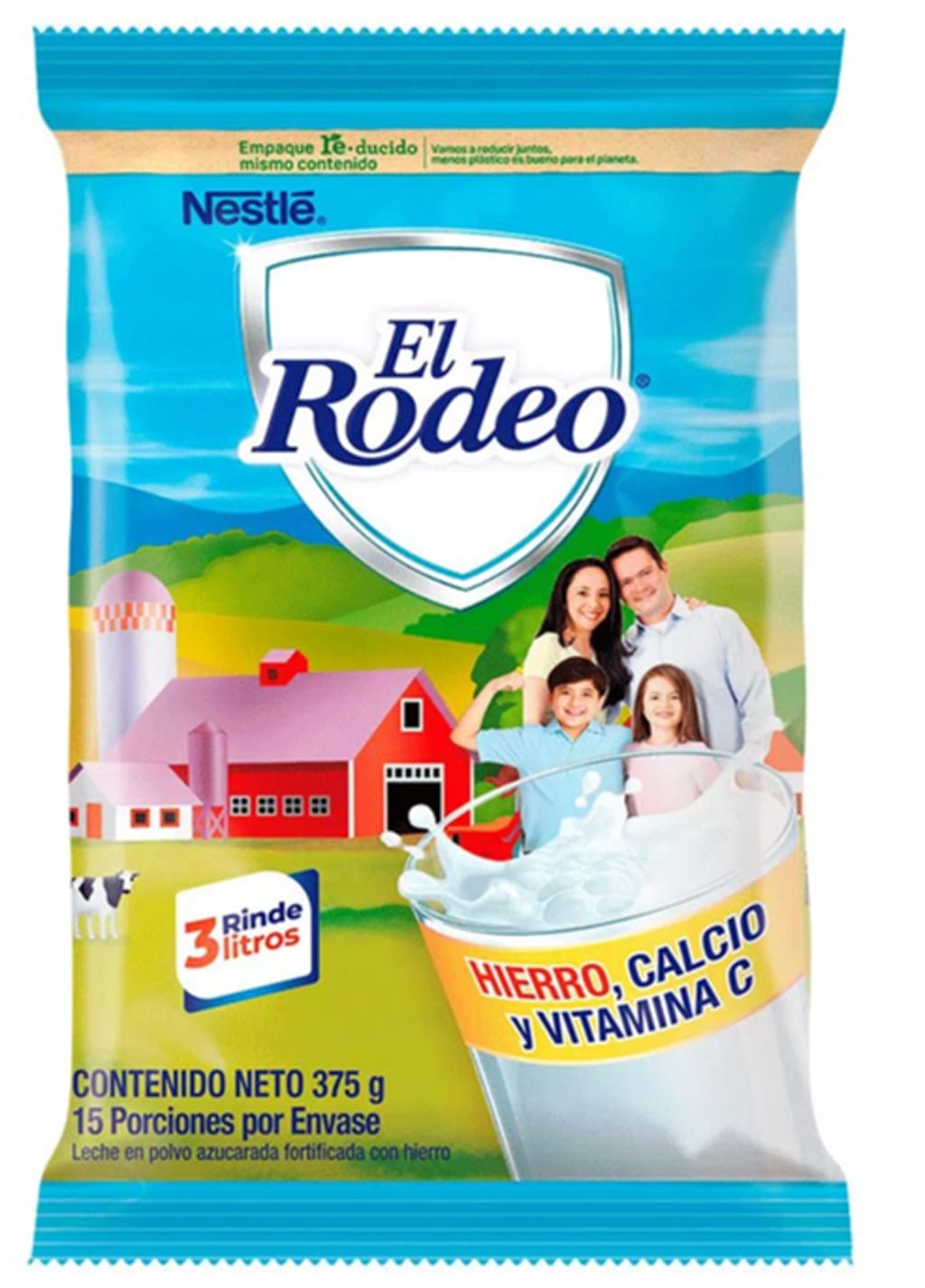 LECHE EL RODEO AZC BOLSA 375 GRS x 30