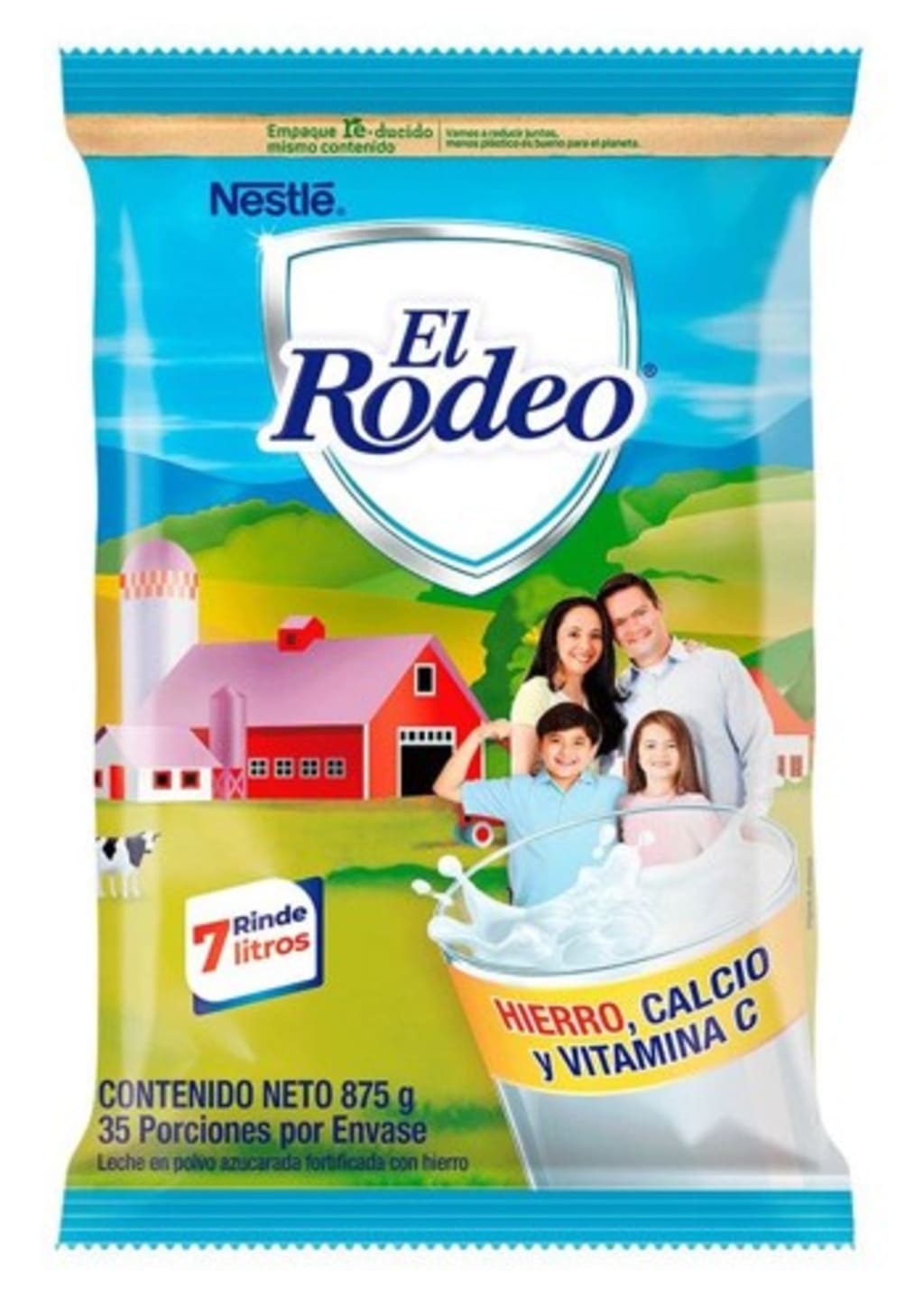 LECHE EL RODEO AZC BOLSA 875 GRS x 12