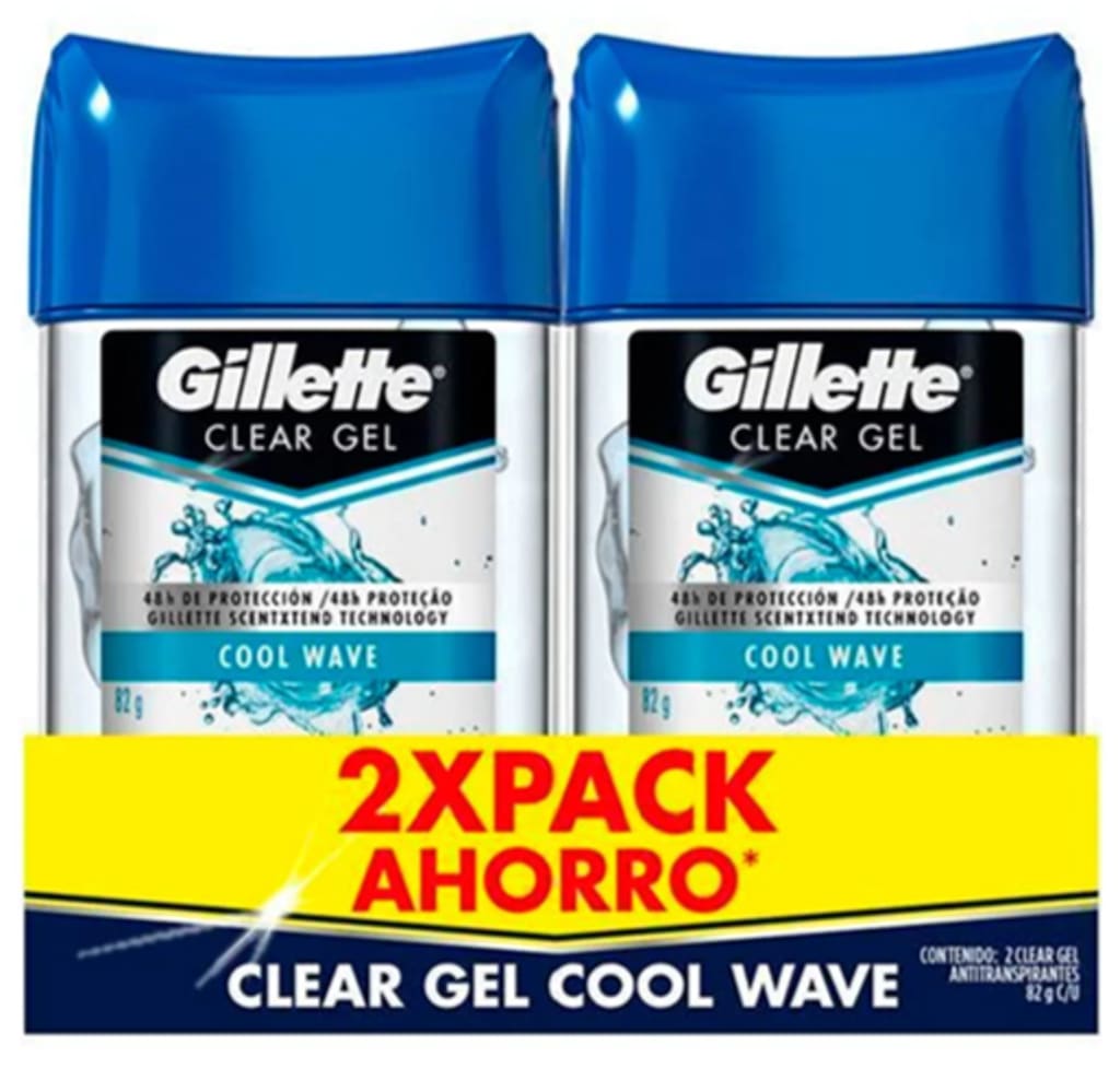 DESODORANTE GILLETE GEL ACTIVE PROTECT COOL WAVE 82 GRS x 2$