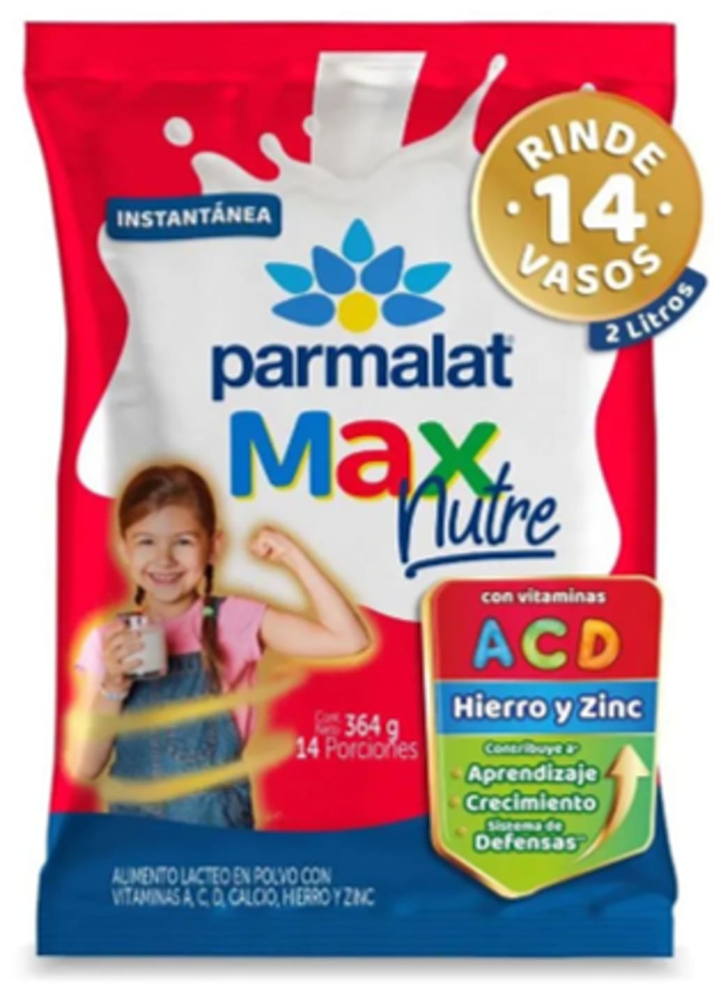LECHE EN POLVO PARMALAT MAX NUTRE BOLSA 364 GRS x 30