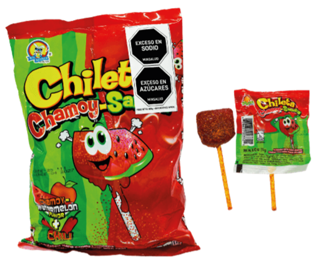 CHUPETA CHILETA CHAMOY TAJIN + SANDIA 40 UNDS x 24 BOLSAS