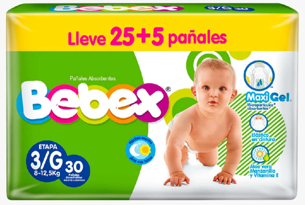 PAÑAL BEBEX MAXIGEL E3 30 UNDS (SINEMP) x 9