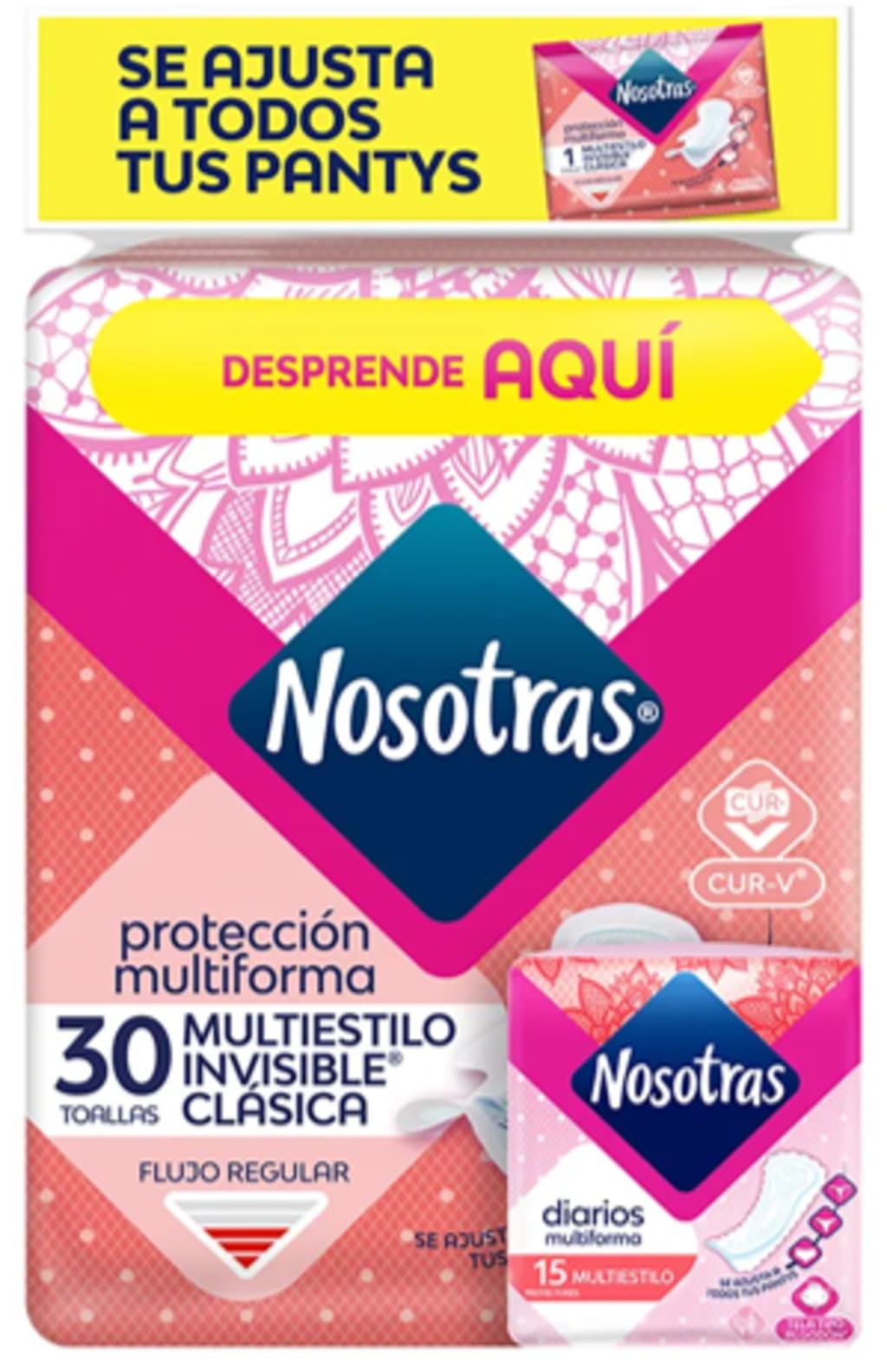 TOALLA NOSOTRAS INVISIBLE CLASICA MULTIESTILO 30 + PR15 x 8