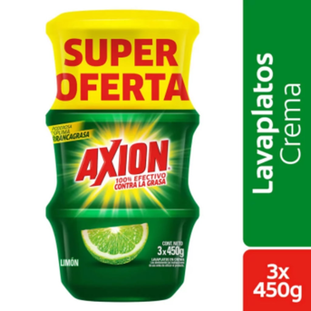 LAVAPLATOS AXION COCA LIMON 450 GRS x 3 $ ESPECIAL x 8
