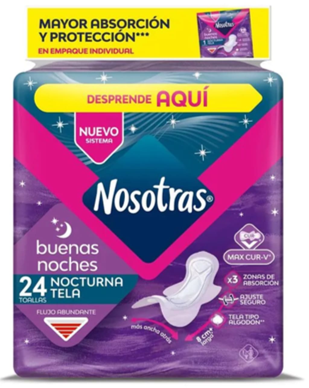 TOALLA NOSOTRAS BUENAS NOCHES NOCTURNA TELA 24 UNDS x 12