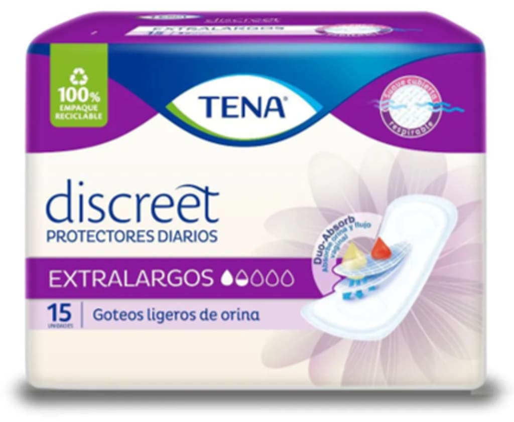 TENA MUJER PROTECTOR DISCREET EXTRALARGOS 15 UNDS x 12