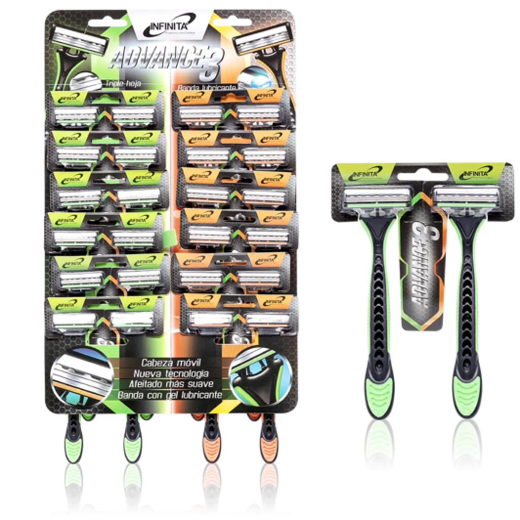 MAQUINA DE AFEITAR INFINITA ADVANCE 3 MG18 (12 UNDS) 1/2 DPL