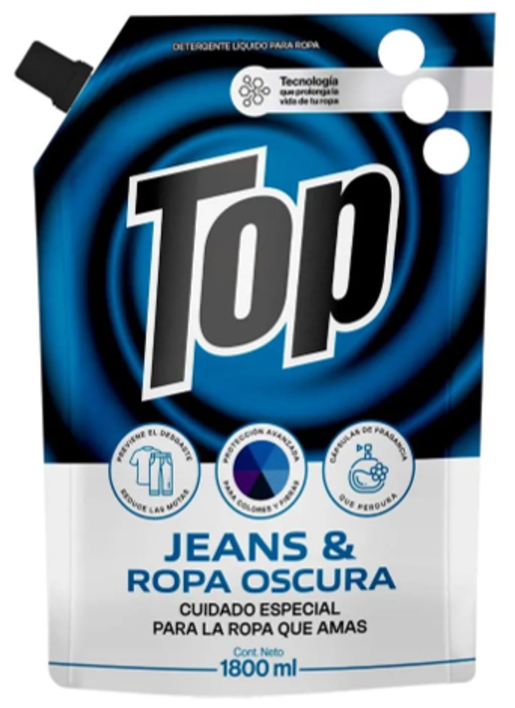 DETERGENTE LIQUIDO TOP JEANS ROPA OSCURA DOYPACK 1800 ML x 6
