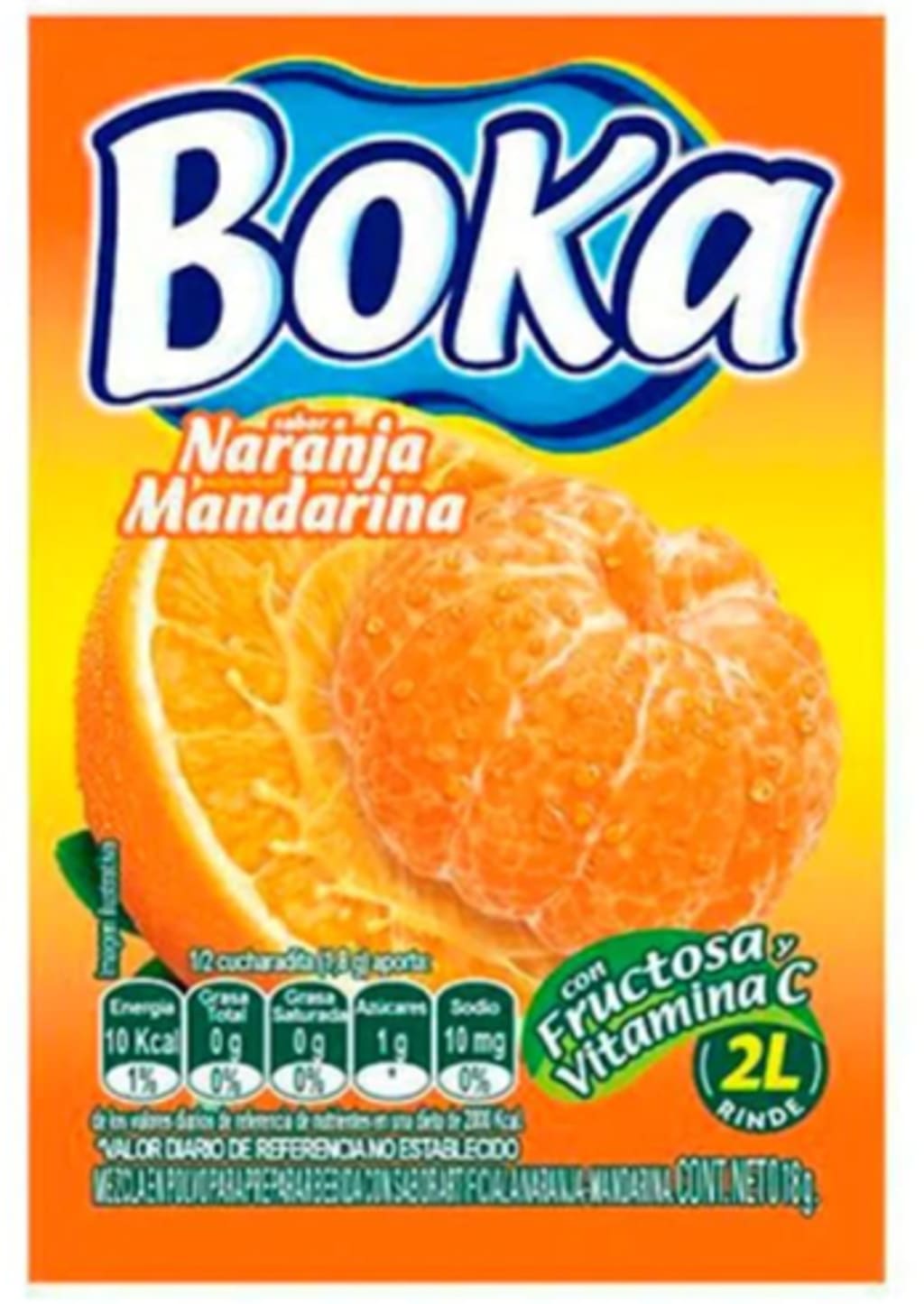 REFRESCO BOKA 2 LTS NARANJA MANDARINA 10 SOBRES x 24 DPL