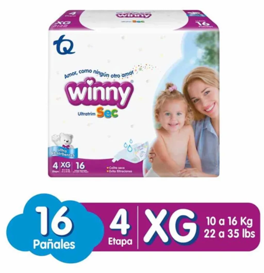 PAÑAL WINNY ULTRATRIM SEC MORADO E4 16 UNDS