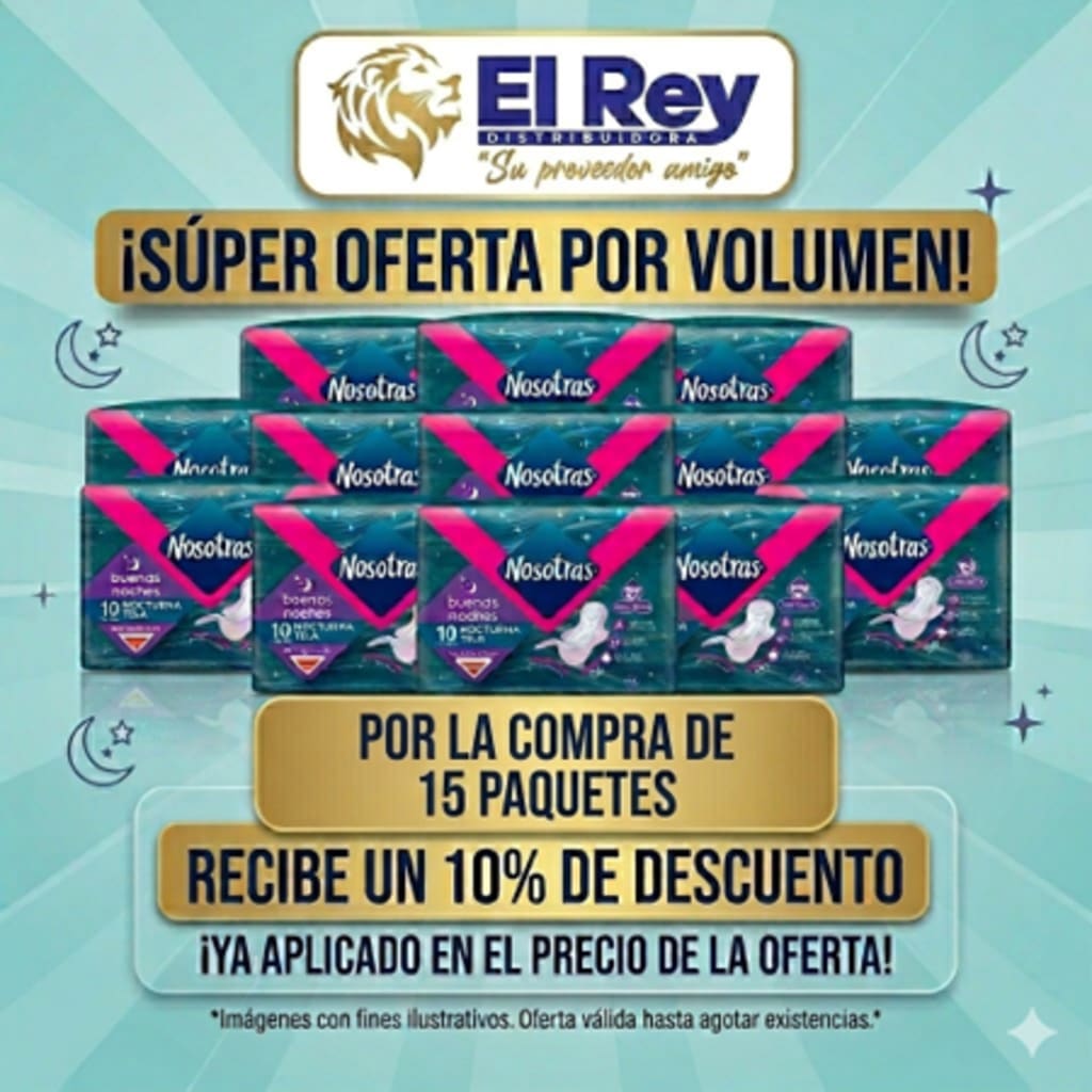 COMBO NOSOTRAS 15 BUENAS NOCHES TELA 10 UNDS (10% DESC)