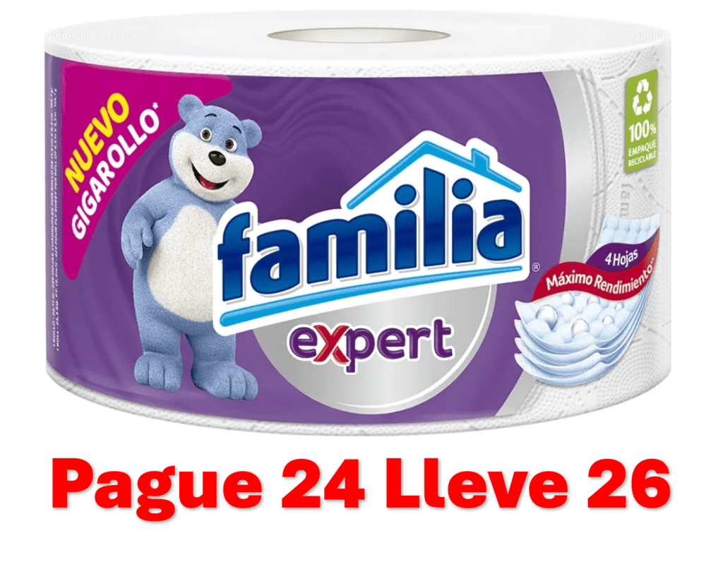 PAPEL FAMILIA EXPERT 4 HOJAS 32 MTS x 1 (PAGUE 24 LLEVE 26)