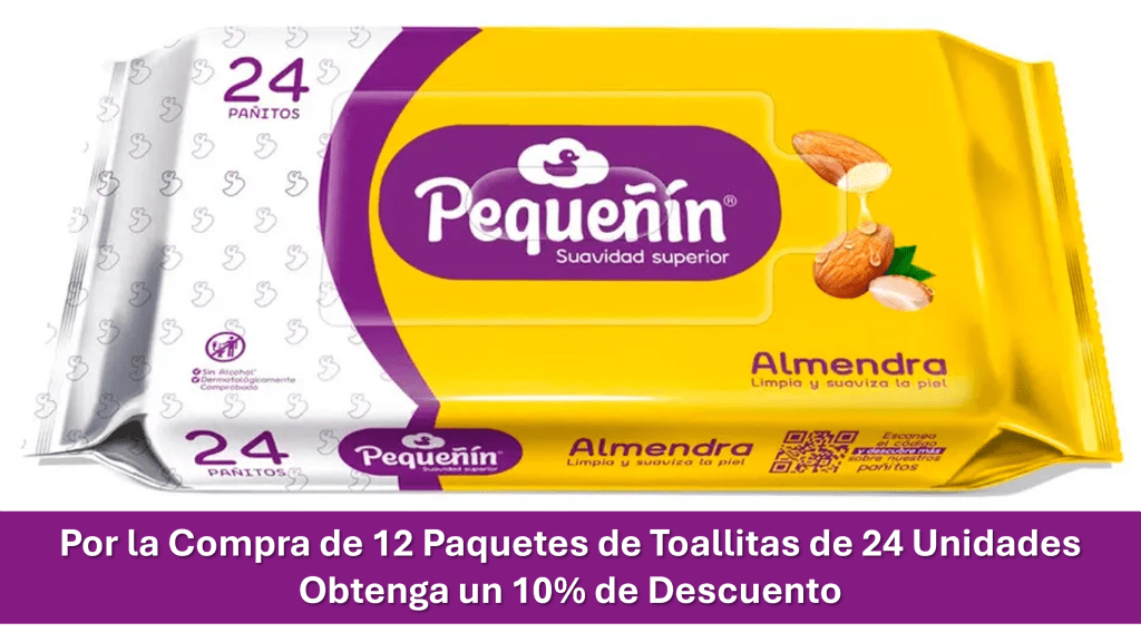 COMBO 12 TOALLITAS PEQUEÑIN ALMENDRAS 24 UNDS (10% DCTO)