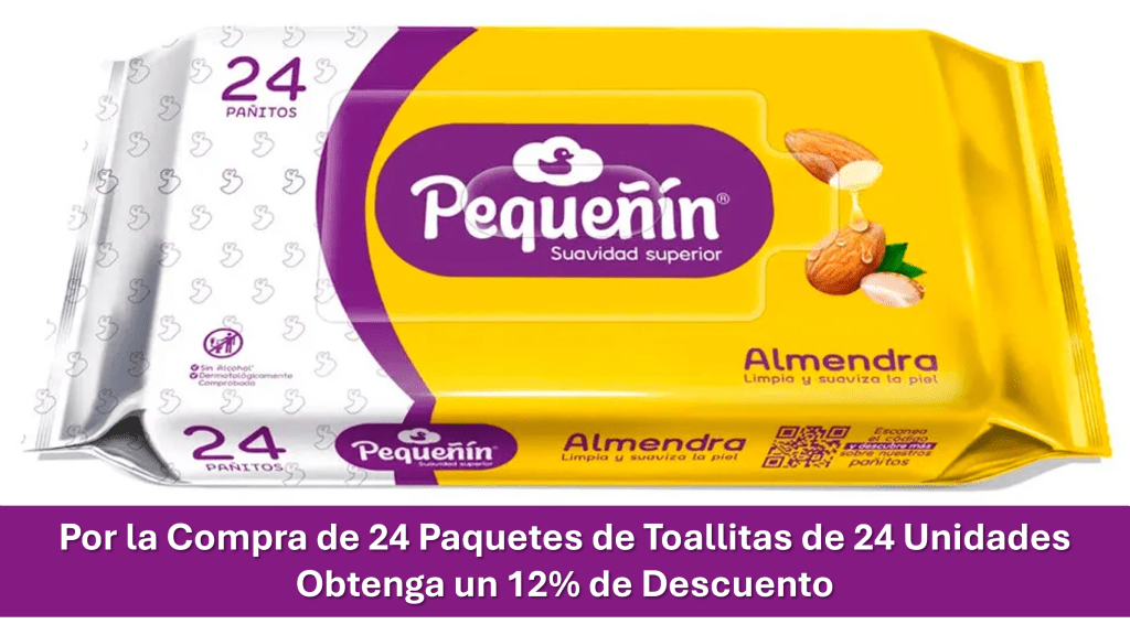 COMBO 24 TOALLITAS PEQUEÑIN ALMENDRAS 24 UNDS (12% DCTO)
