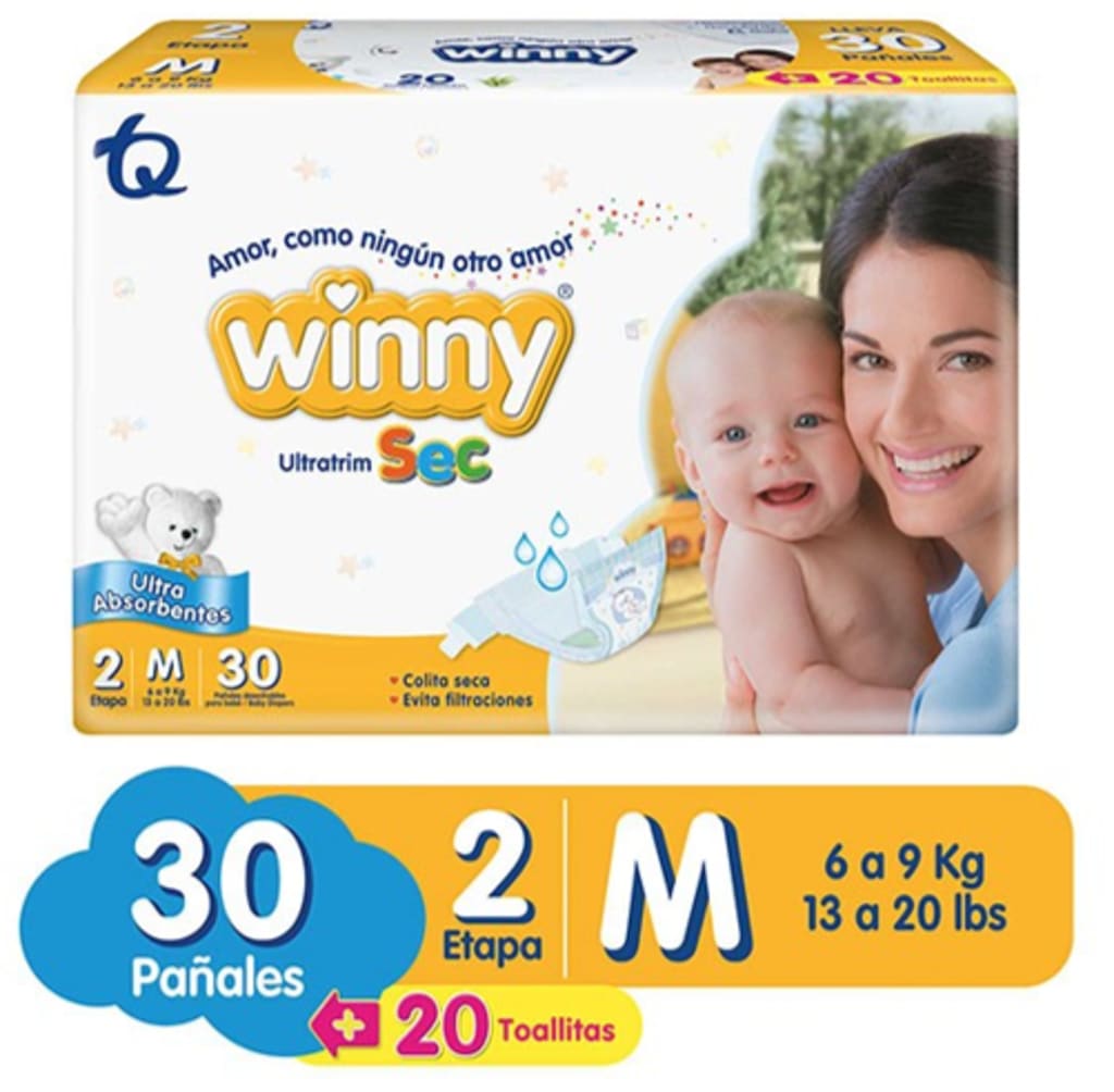 PAÑAL WINNY ULTRATRIM SEC AMARILLO E2 30 UNDS x 8