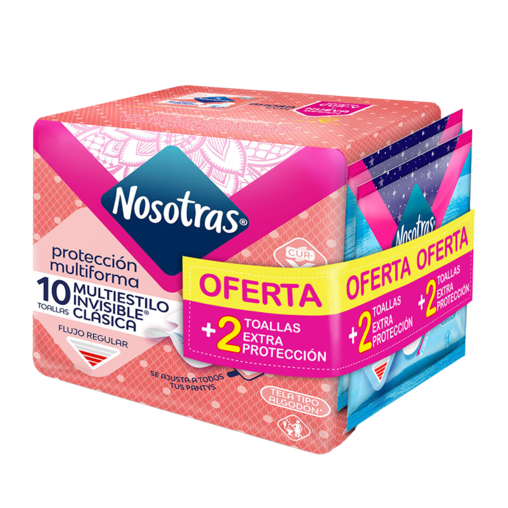 TOALLA NOSOTRAS INVISIBLE CLASICA MULTIEST 10 UNDS + 5 x 24