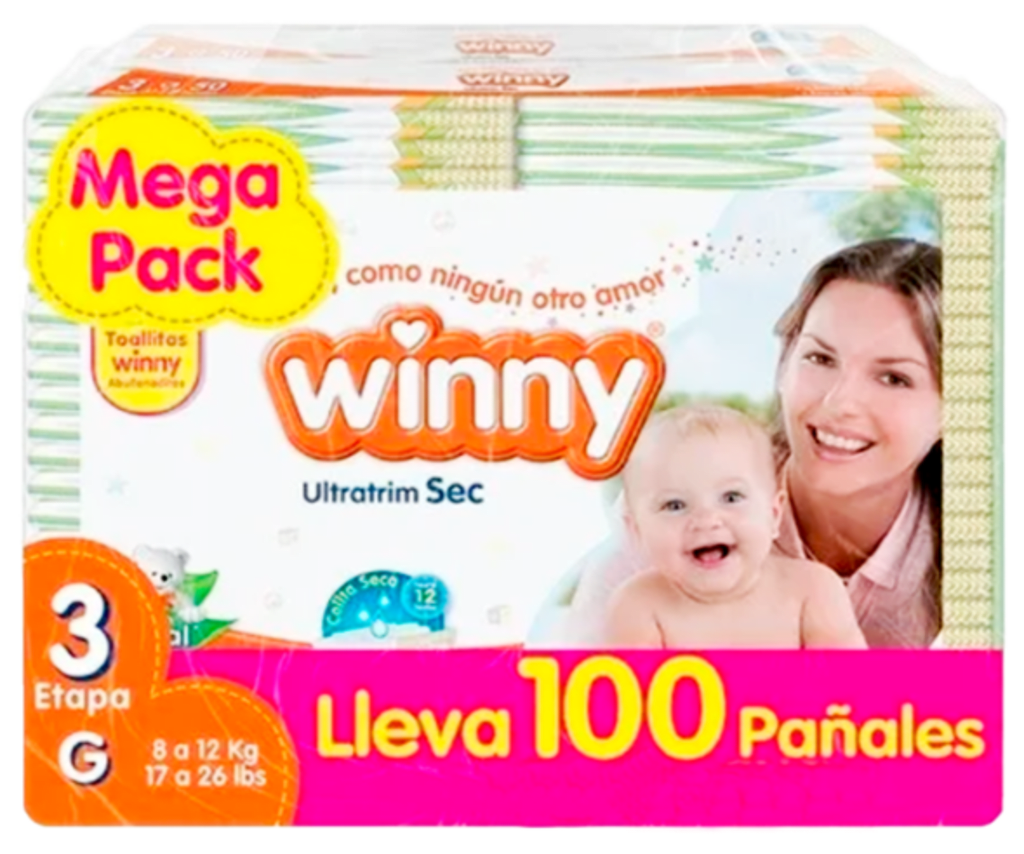 PAÑAL WINNY ULTRATRIM SEC ROJO E3 100 UNDS x 2