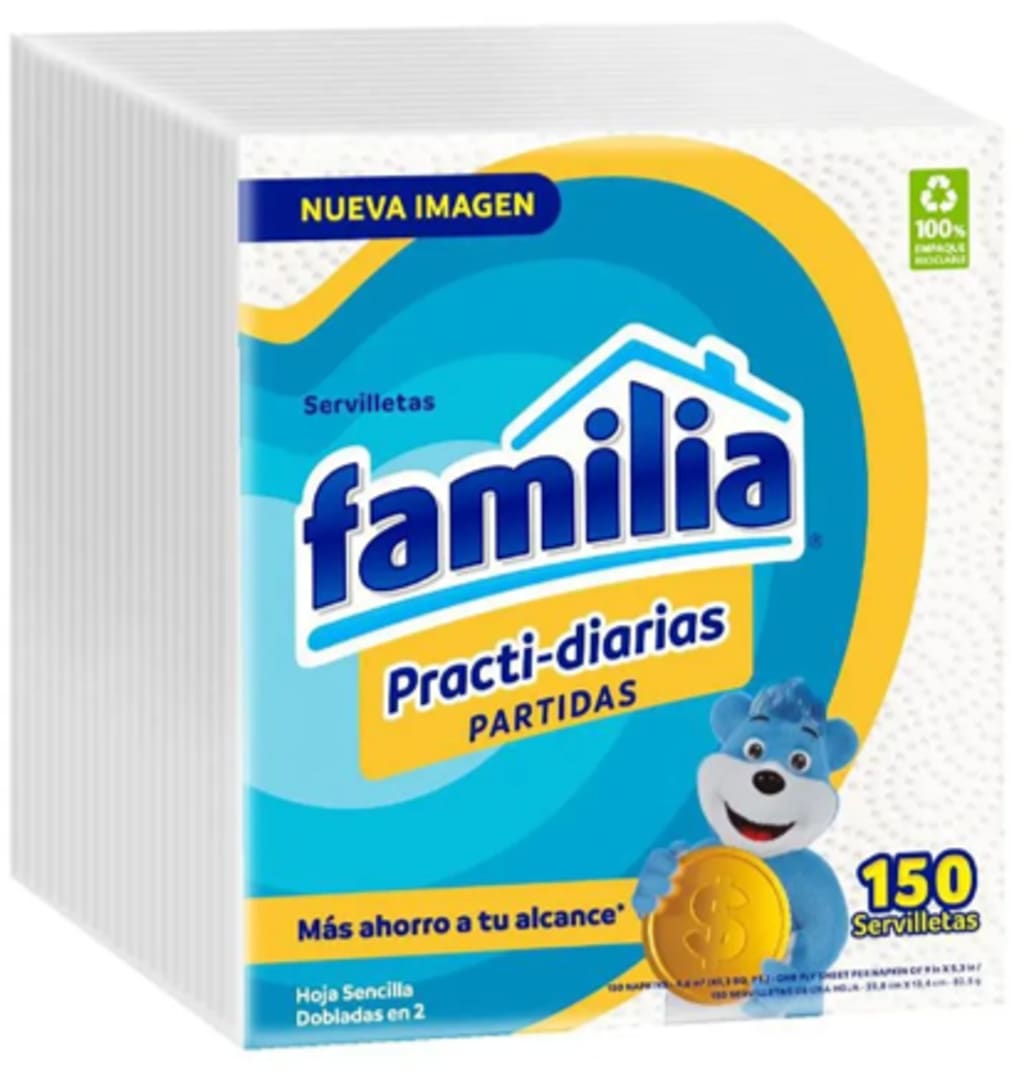 SERVILLETA FAMILIA PRACTIDIARIA 1A1 BLANCA 150 UNDS