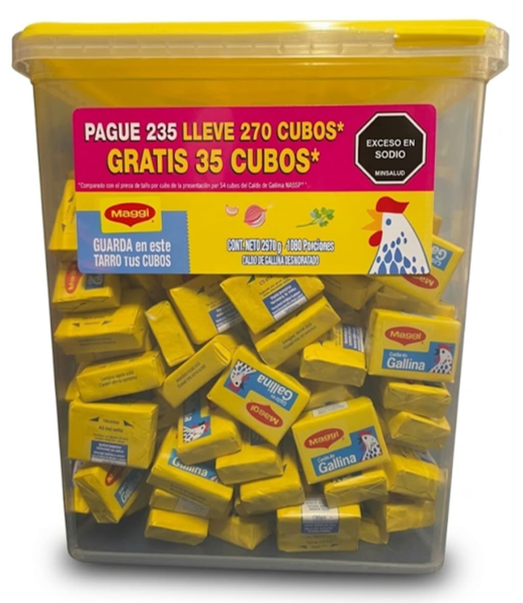 CALDO MAGGI GALLINA BOMBONERA PLASTICA 270 CUBOS x 4 DISPLAY
