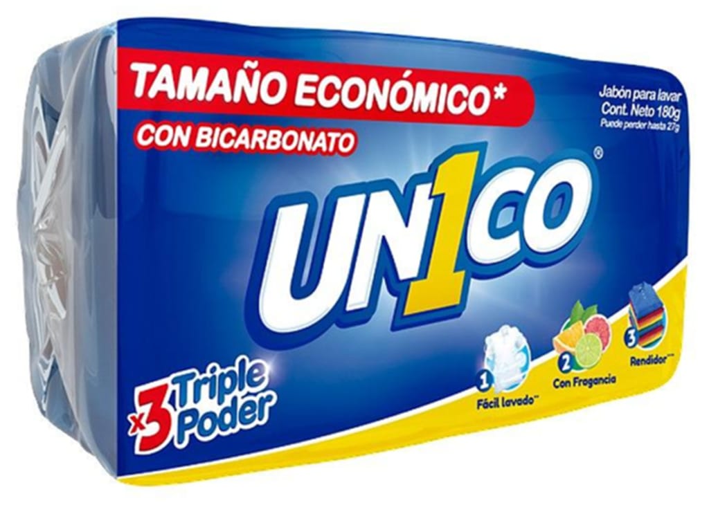 JABON UNICO BARRA TRIPLE PODER BICARBONATO 180 GRS x 24