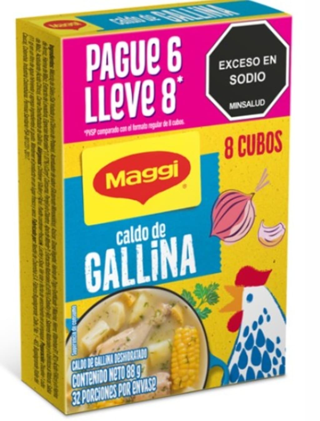 CALDO MAGGI GALLINA PAGUE 6 LLEVE 8 CUBOS (66 +22 GRS) x 36