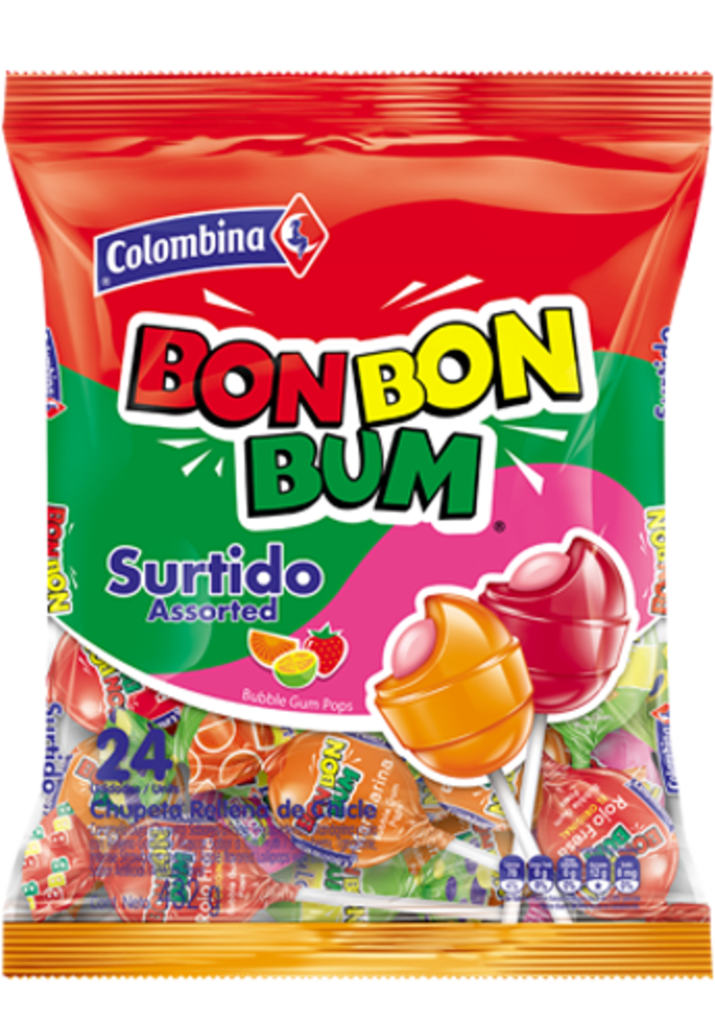 CHUPETA BONBONBUM COLOMBINA SURTIDO 24 UNDS