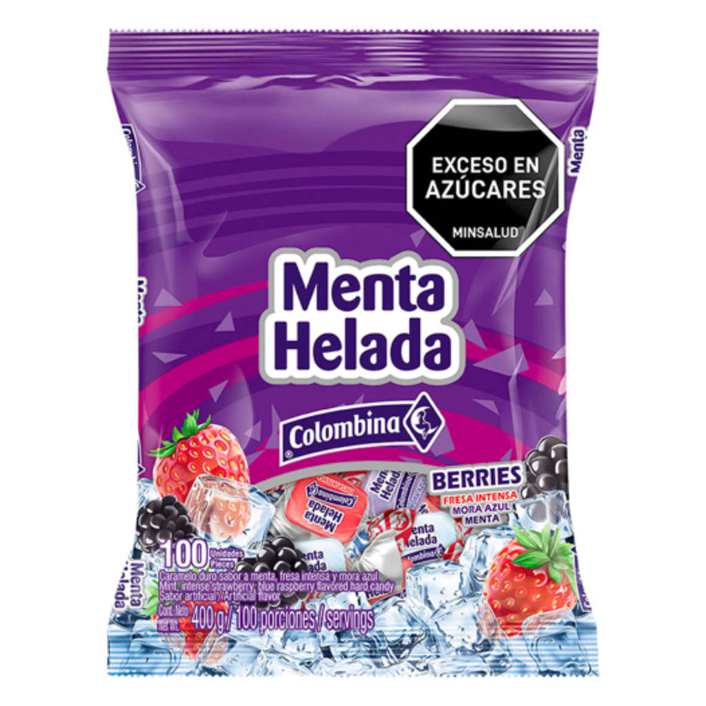 CONFITE MENTA HELADA COLOMBINA SURTIDA BERRIES 100 UNDS