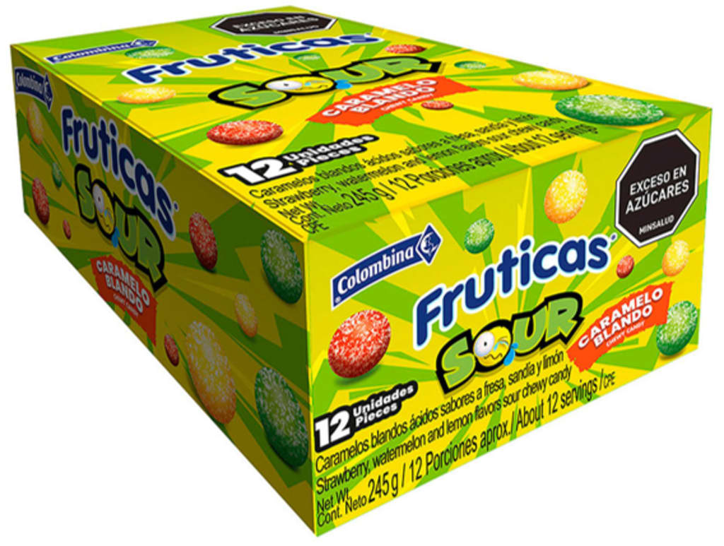 CONFITE FRUTICAS SOUR CARAMELOS ACIDOS 12 UNDS x 12 DPL