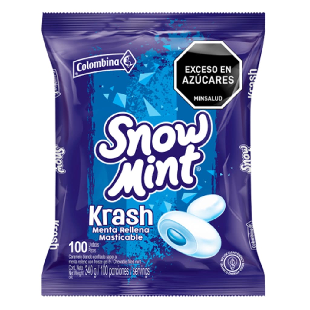 CONFITE SNOW MINT KRASH MENTA RELLENA 100 UNDS