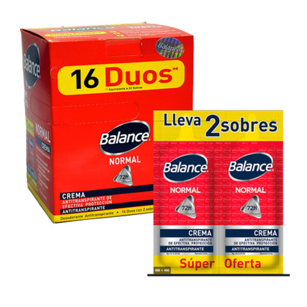 DESODORANTE BALANCE CREMA NORMAL 16 DUOS x DPL