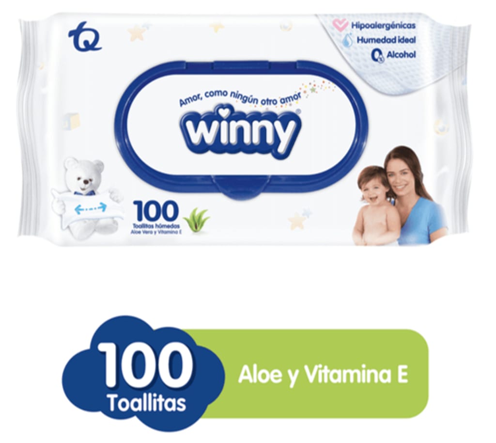 TOALLITAS WINNY ALOE VERA Y VIT E 100 UNDS x 24