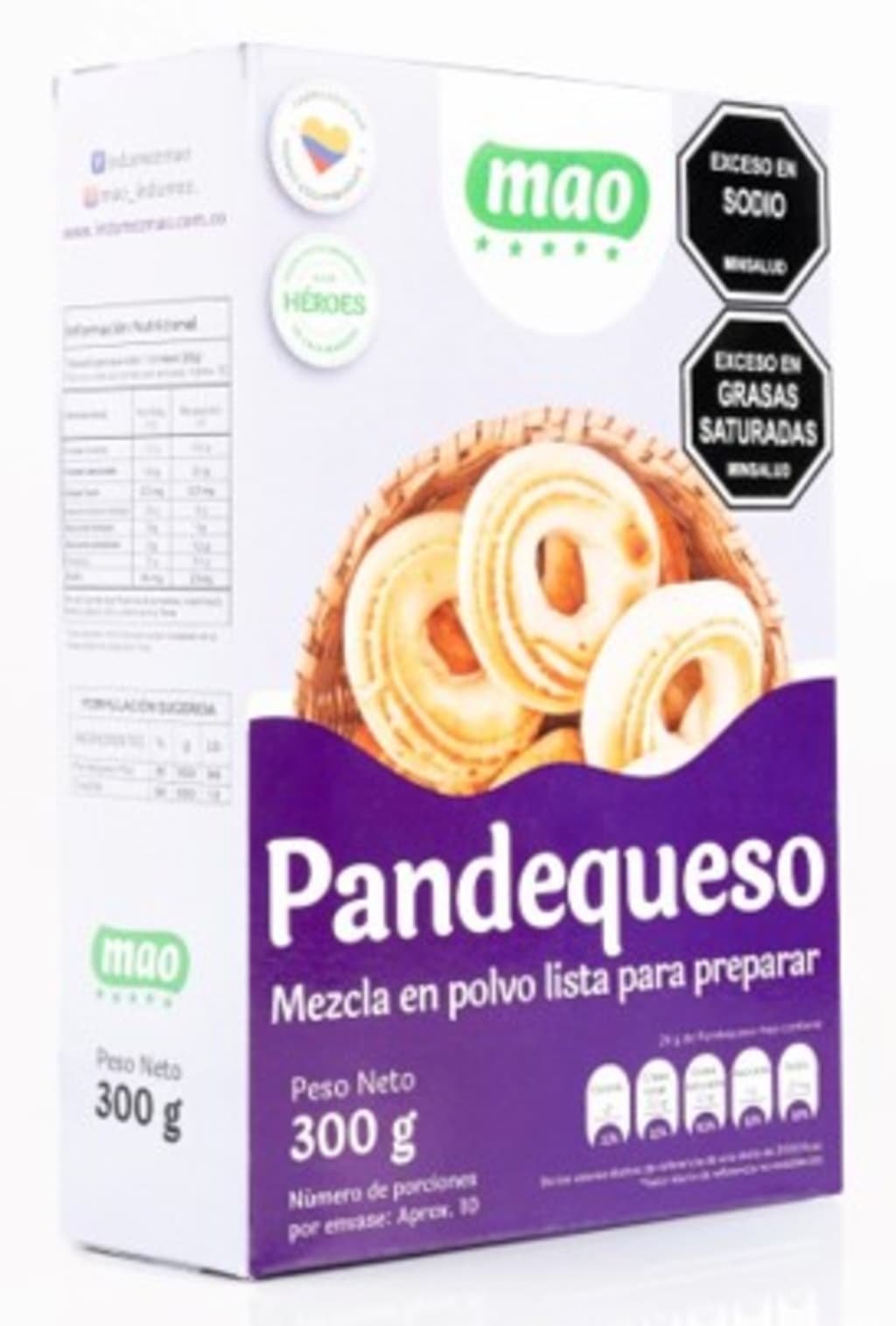 PAN DE QUESO MAO PLEGADIZA 300 GRS x 20 UNDS