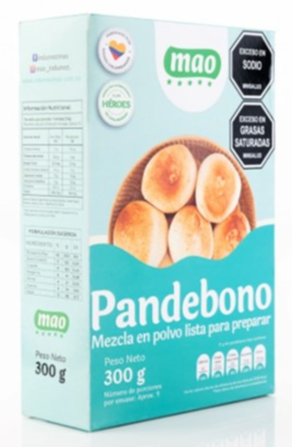 PAN DE BONO MAO PLEGADIZA 300 GRS x 20 UNDS