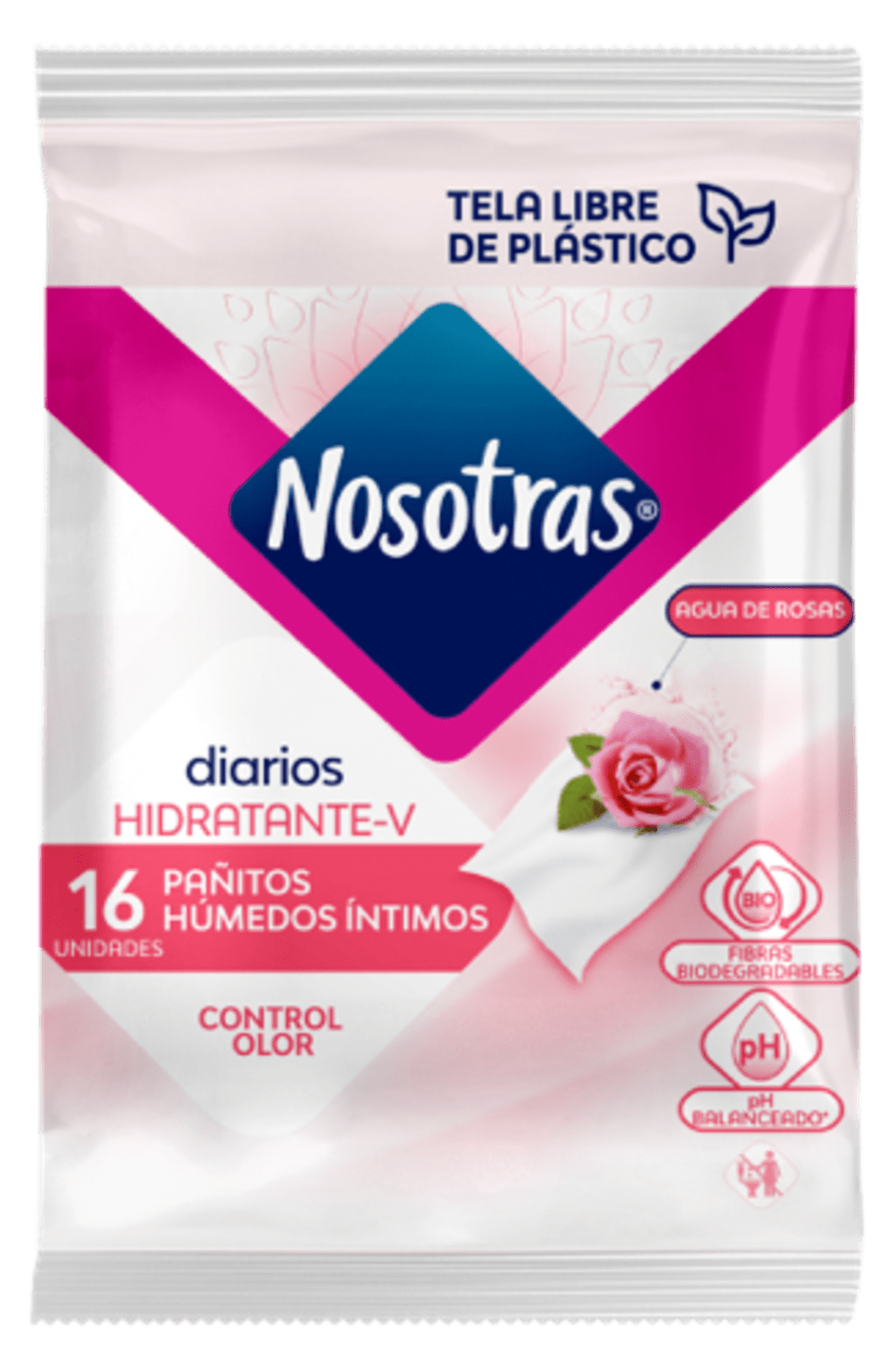PAÑITOS INTIMOS NOSOTRAS AGUA DE ROSAS 16 UNDS x 12
