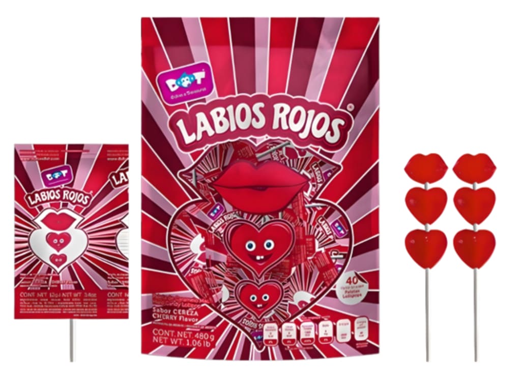 CHUPETA LABIOS ROJOS CEREZA 40 UNDS x 28 BOLSAS