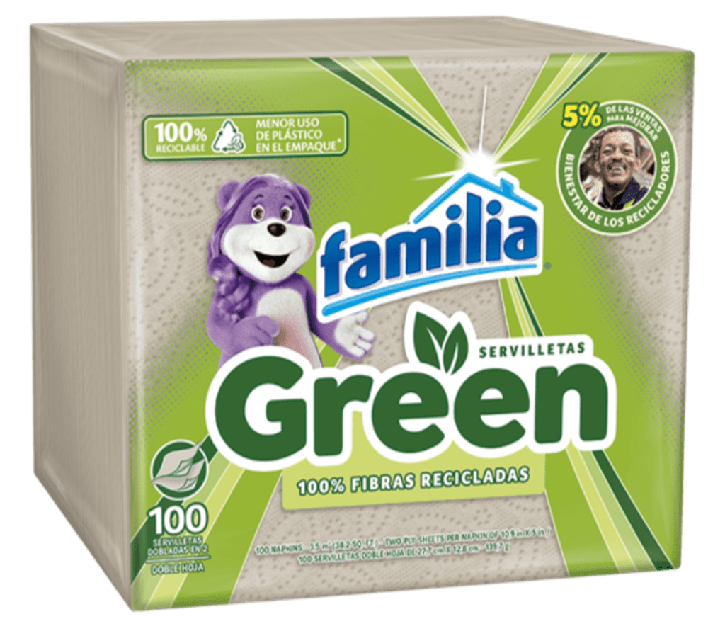 SERVILLETA FAMILIA GREEN DOBLADAS EN 2 100 UND