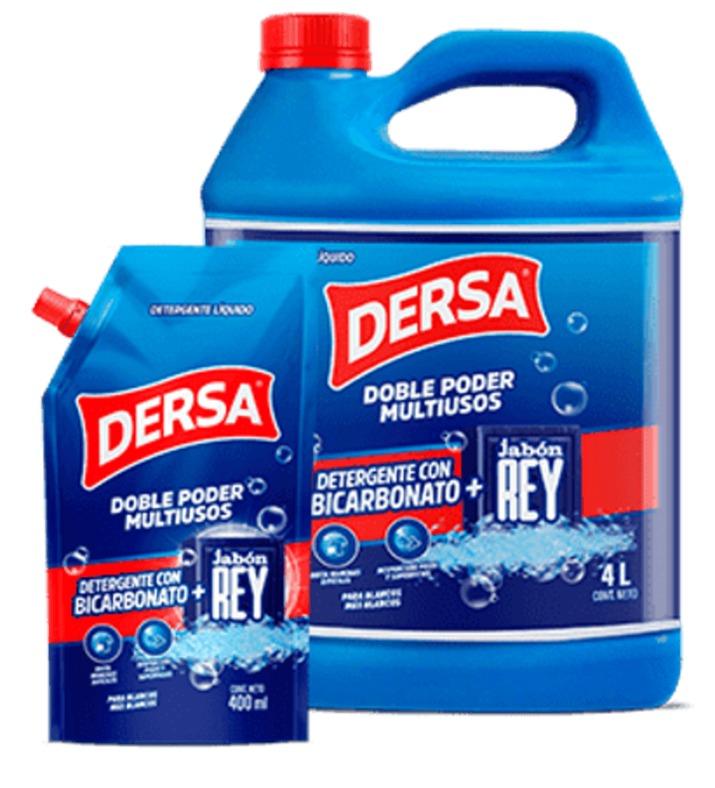 DETERGENTE LIQUIDO DERSA + JABON REY GARRAFA 4000 ML x 4