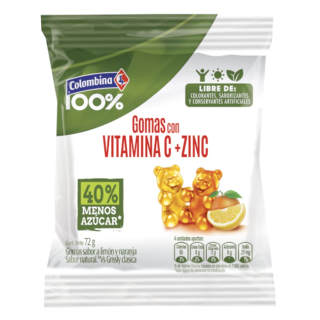 GOMAS GRISSLY 100% VITAMINA C + ZINC 64 GRS