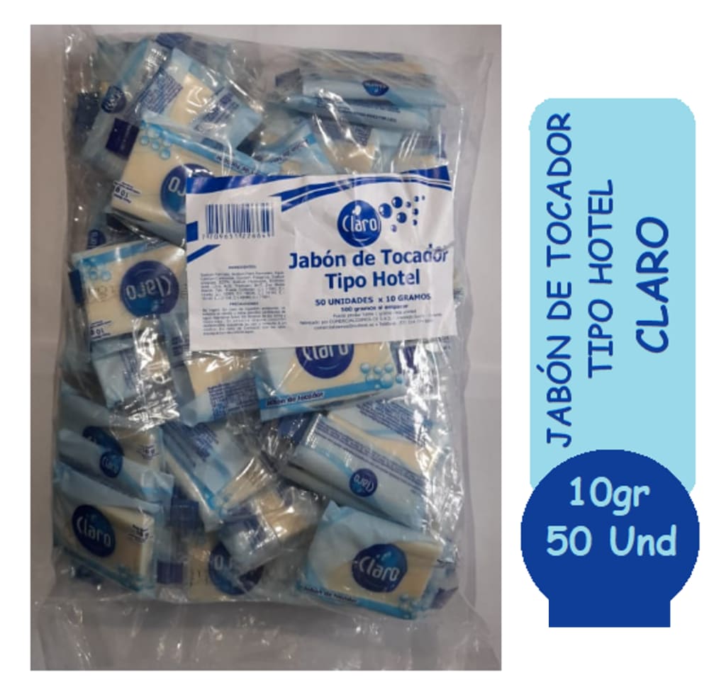 JABON TIPO HOTEL CLARO TRADICIONAL AZUL 8 GRS 50 UND